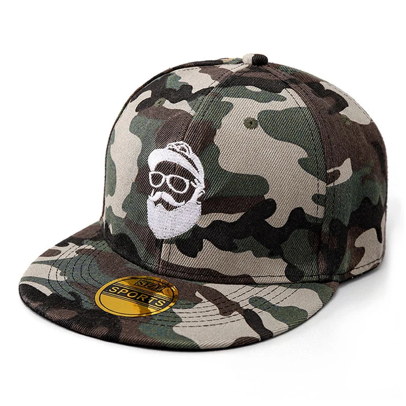 Uncle Beard Baseball Cap, Fashionable Flat-Brim Hip-Hop Hat for Men and Women, Adjustable Size, Suitable for All Seasons, Outdoor Casual Sun Hat, Embroidered Classic Character Design, Street Dance Hat, Suitable for Daily Casu