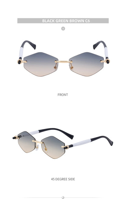 Rimless Polygon Sunglasses Women 2026 Luxury Brand Fashion Retro Sun Glasses Punk Hexagon Eyewear For Lady UV400 Outdoor Shades
