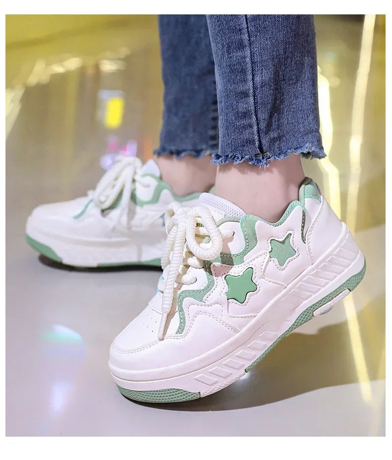 Chaussures de roller pour enfants - Roues rechargeables, couleurs tendance, finition brillante, pour les anniversaires, pour garçons et filles, chaussures décontractées deux-en-un