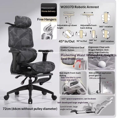 Ergonomic Mesh Office Chair with Adjustable Lumbar Support, Reclining Headrest, Swivel Design, Rolling Casters, Comfortable Home Office & Gaming Chair