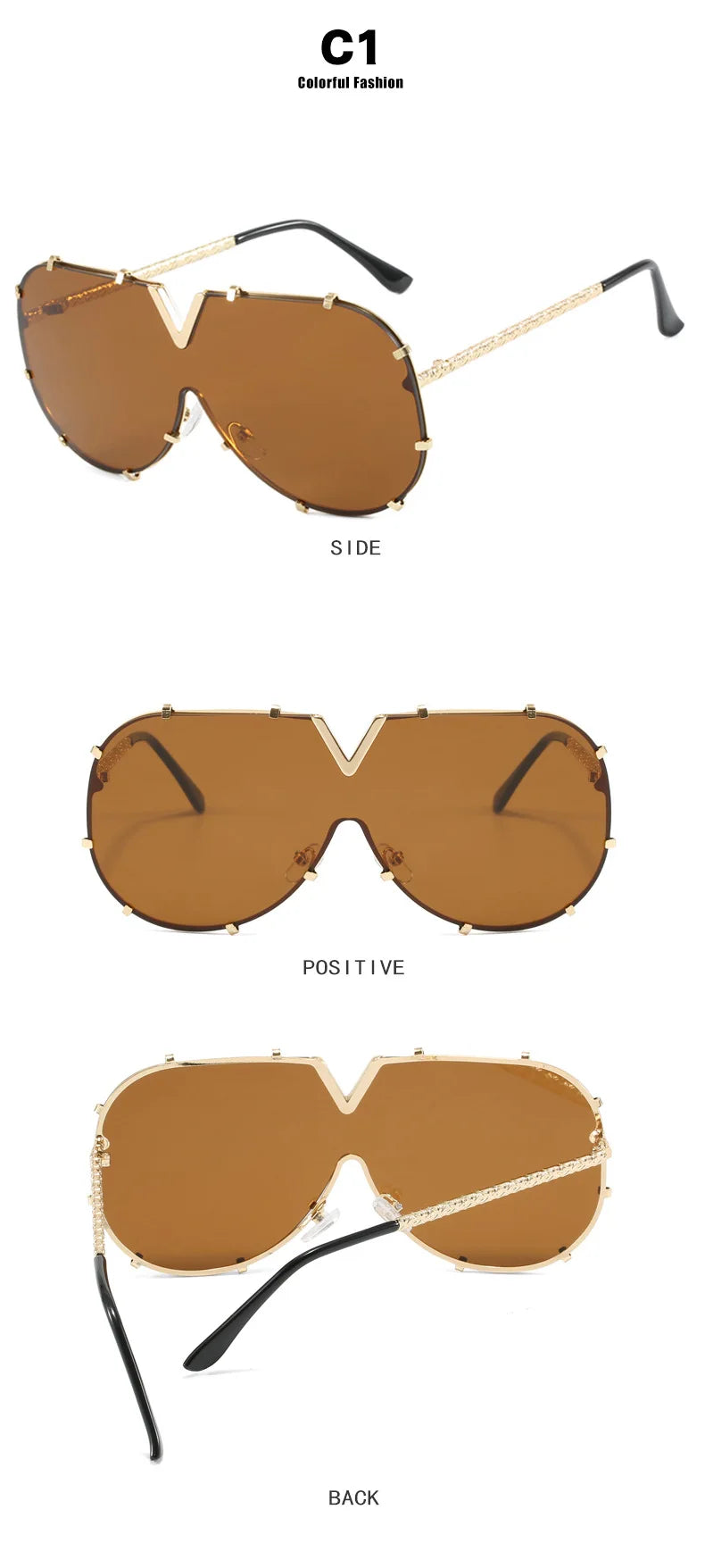 Trendy Rivets Metal Frame Oversized Pilot Women Sunglasses Brand Design Men Sunglass UV400 Outdoor Driving Travel Luxury Goggles