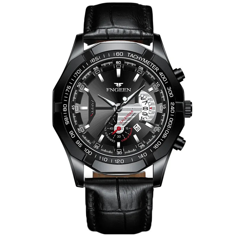 BINBOND luxury quartz wristwatch for men, luminous, water-resistant, automatic date, stainless steel