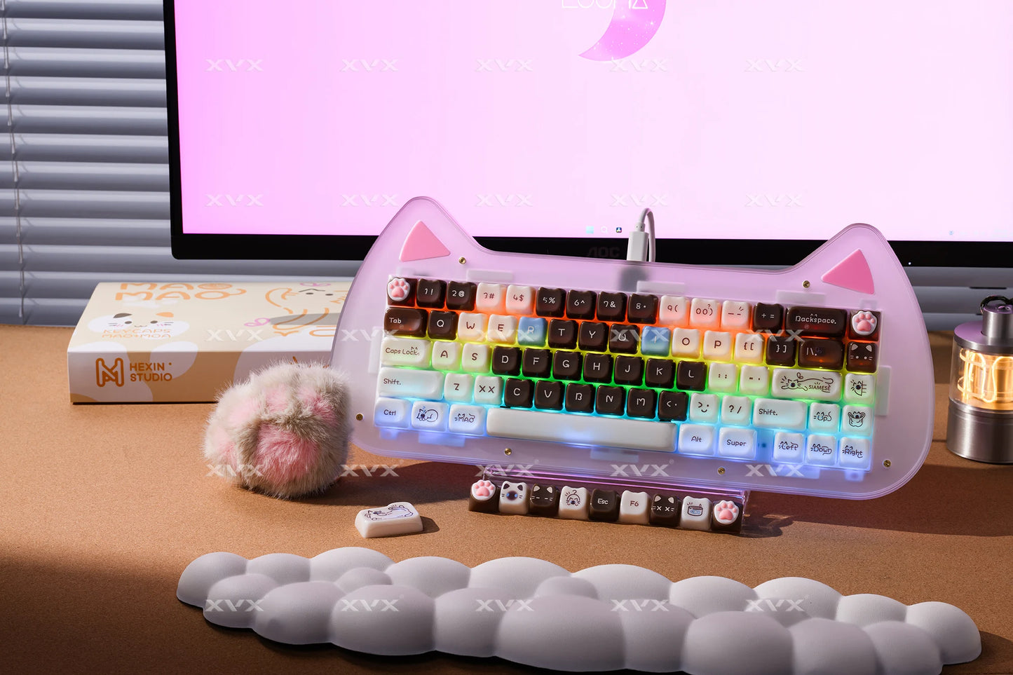 XVX 148 Keys Cat Theme Keycaps MAO Profile key cap Korean Glossy Cute Keycap for Keyboard 61 64 68 78 87 96 98 104 108