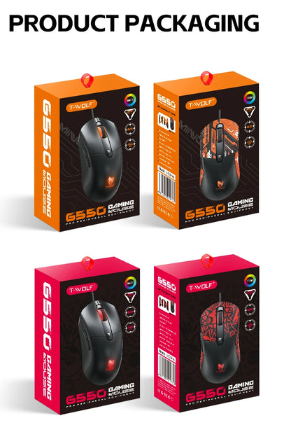 2026 Wired Gaming Mouse RGB with Anti-Slip Grip, 6-Key Ergonomic Gaming Mouse for PC, Desktop & Laptop, Adjustable DPI Wired Gaming Mouse
