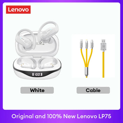 Lenovo LP75 TWS Bluetooth 5.3 Wireless Earphones – LED Display, Noise Reduction, Waterproof True Wireless Earbuds with Microphone & Deep Bass Sound