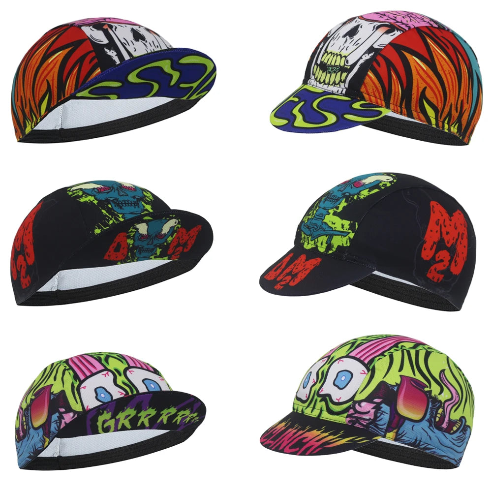 Cappellino da ciclismo con teschio per uomo e donna, cappellino sportivo da esterno, estivo, traspirante, da indossare sotto il casco da ciclismo