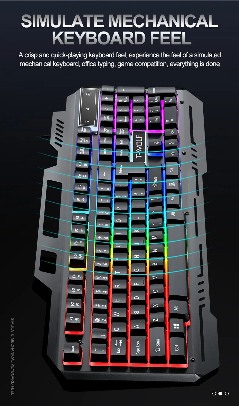 104 Keys Gaming Keyboard and Mouse Combo with RGB Backlit, All-Metal Panel Waterproof Light Up, USB Wired Computer Keyboards Gaming