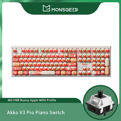 Tastiera meccanica wireless Akko MonsGeek MG108B Bun Wonderland, profilo MOG, RGB, 108 tasti, formato full size, hot swap, USB / 2.4G / BT 5.0