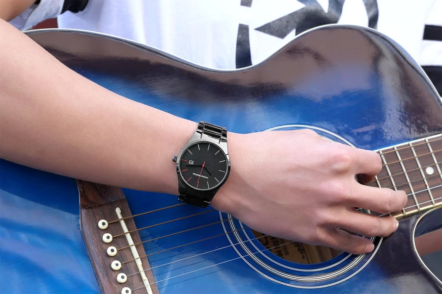 Zegarek męski Hannah Martin, koperta ze stali nierdzewnej, mechanizm kwarcowy, tarcza o średnicy 41 mm, styl biznesowy, z funkcją kalendarza (imitacja)