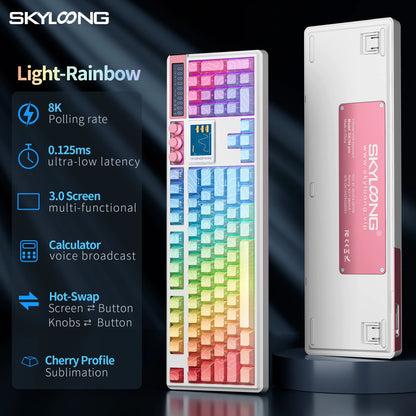 SKYLOONG GK104 Pro Wireless Mechanical Keyboard, 104-Key Custom Hot-Swappable RGB Gaming Keyboard with LCD Screen, Triple Mode Bluetooth/2.4G/USB-C Mechanical Keyboard
