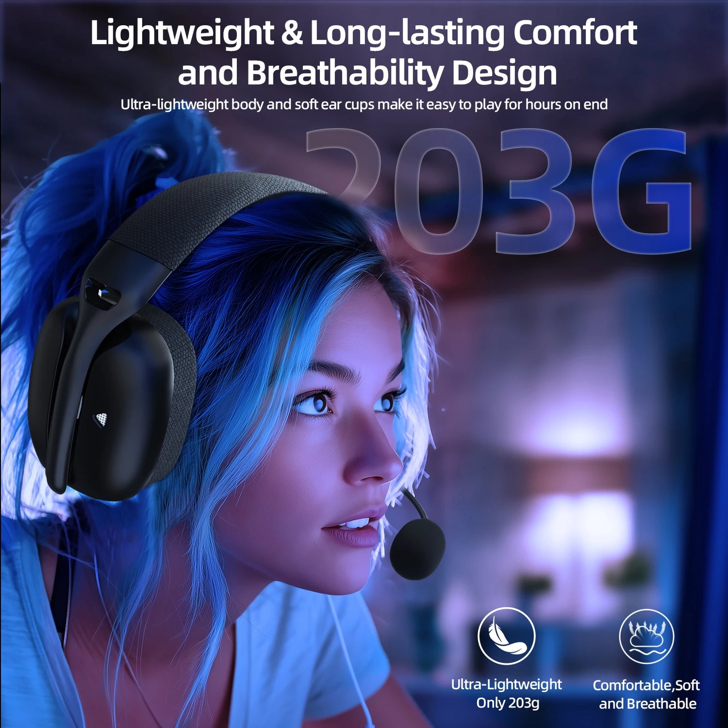 Auriculares gaming ATTACK SHARK L80PRO 3 en 1 – Auriculares Bluetooth inalámbricos de baja latencia con doble micrófono, sonido Hi-Fi de 40mm y conexión estable