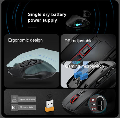 E-YOOSO X-31 Pro USB-gamingmus, stor, med Bluetooth-stöd, 2.4G trådlös, PAW3212, 4800 DPI, för gamers, dator, laptop och PC