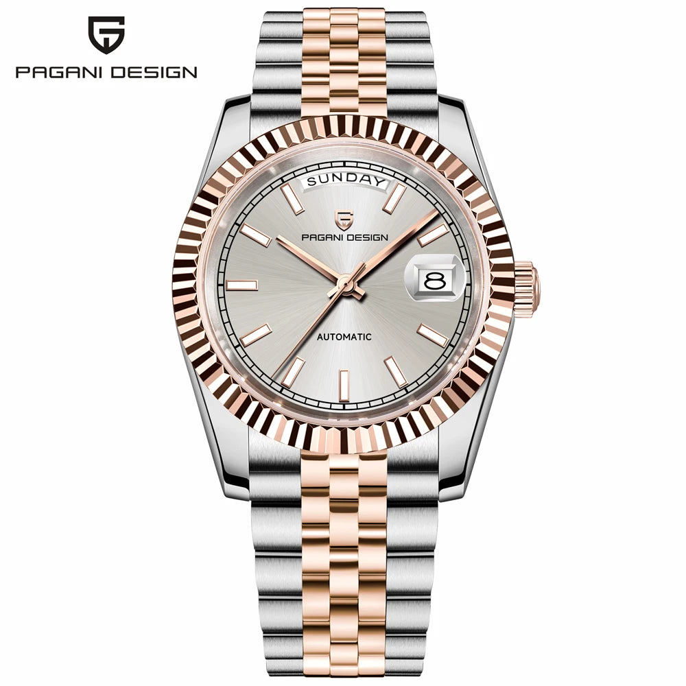 PAGANI DESIGN Luxury Men Watch Sapphire mirror Luminous Stainless Steel Watch Week Date Mechanical Waterproof ST16 Man watch