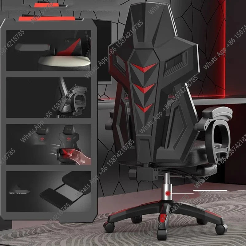 Ergonomic Office Chair with Back Support Design, Adjustable Height Gaming Chair, Reclining Swivel Computer Chair with Armrests & Footrest