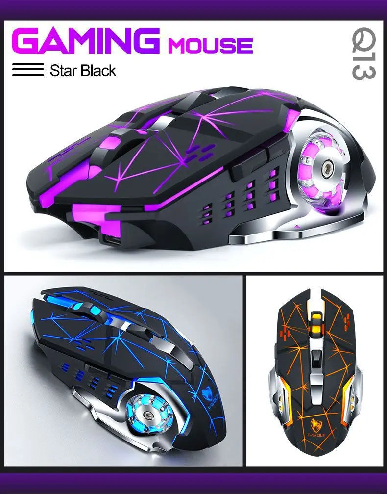 Rechargeable Wireless Gaming Mouse with RGB Backlit, Silent Click, Ergonomic Optical Wireless Mouse for PC, Laptop & Desktop, 2400 DPI