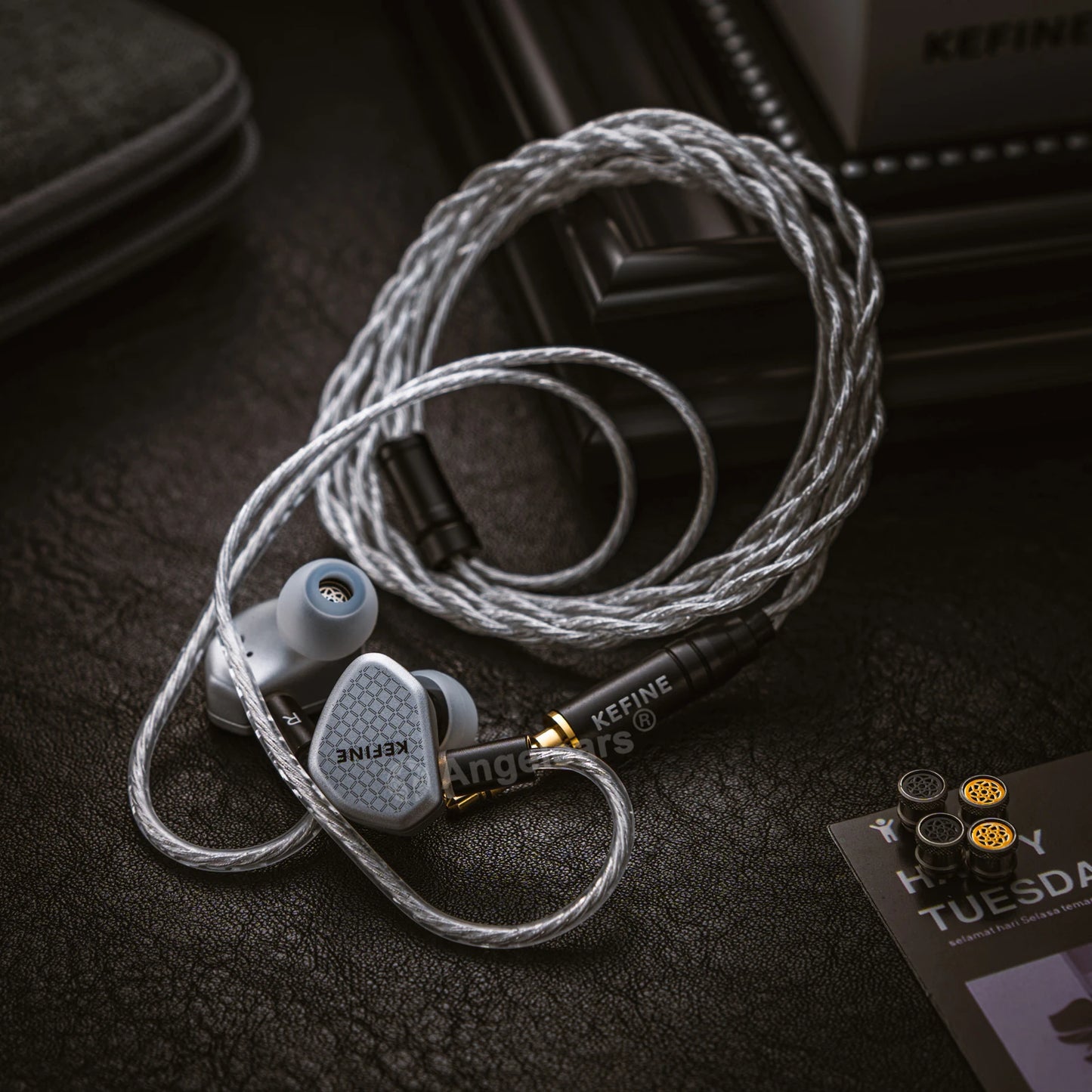 Angelears Kefine Klean SV 10mm DLC Diaphragm Dynamic Driver IEMs – Hi-Fi In-Ear Earphones with Interchangeable Nozzles &amp; Silver-Plated SPC Cable