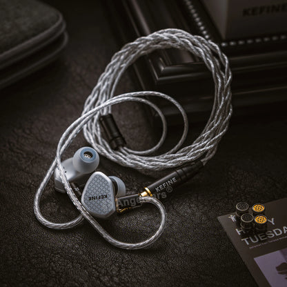 Angelears Kefine Klean SV 10mm DLC Diaphragm Dynamic Driver IEMs – Hi-Fi In-Ear Earphones with Interchangeable Nozzles &amp; Silver-Plated SPC Cable