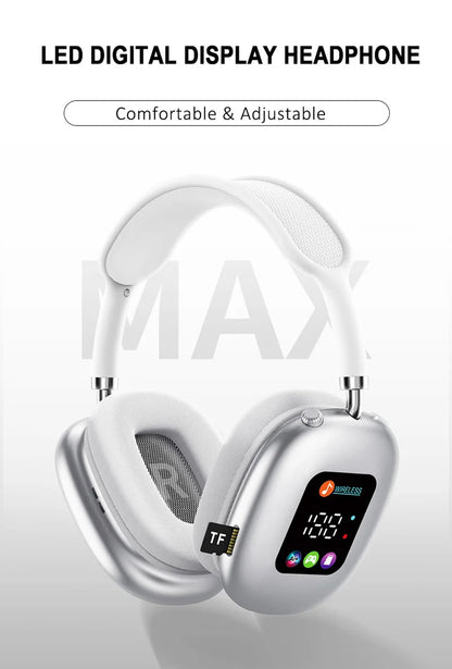 Wireless Bluetooth Headset with RGB Digital Display, Card Reader, Long Battery Life, HiFi Sound & Noise Reduction Earphones