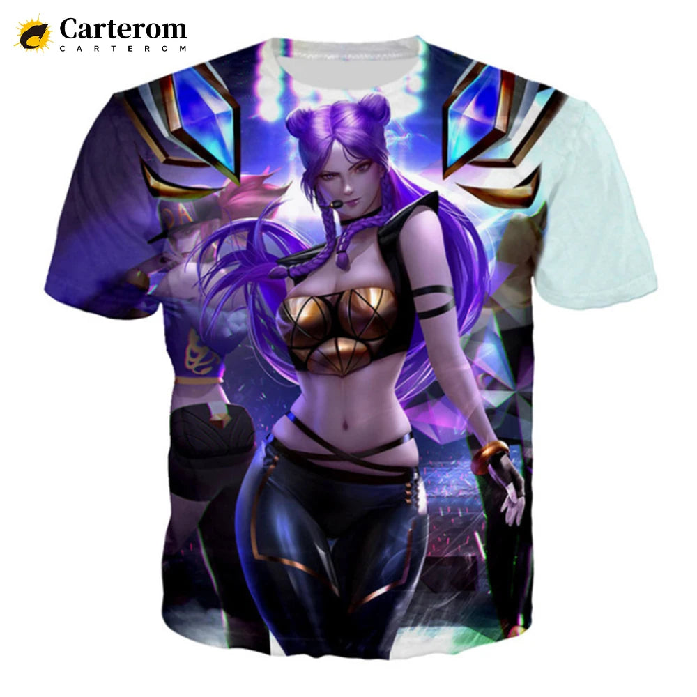 Sexy Akali 3D Print T-shirt League Of Legends T Shirt Men Women Fashion Casual Harajuku Style Tshirt Streetwear Cool Tops