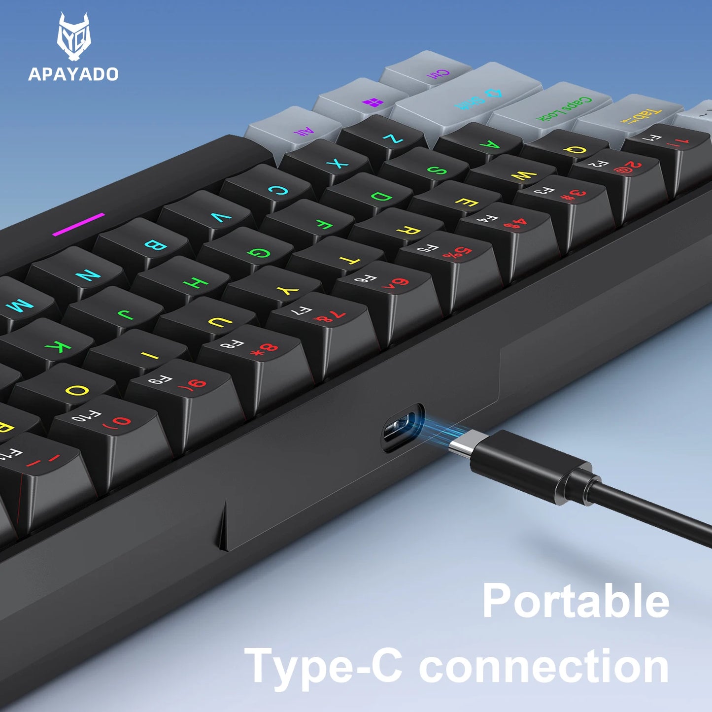APAYADO K61 60% Mechanical Keyboard Wired RGB, 61 Keys Mini Gaming Keyboard with Red/Blue Switches, Compact RGB Mechanical Keyboard for PC & Laptop