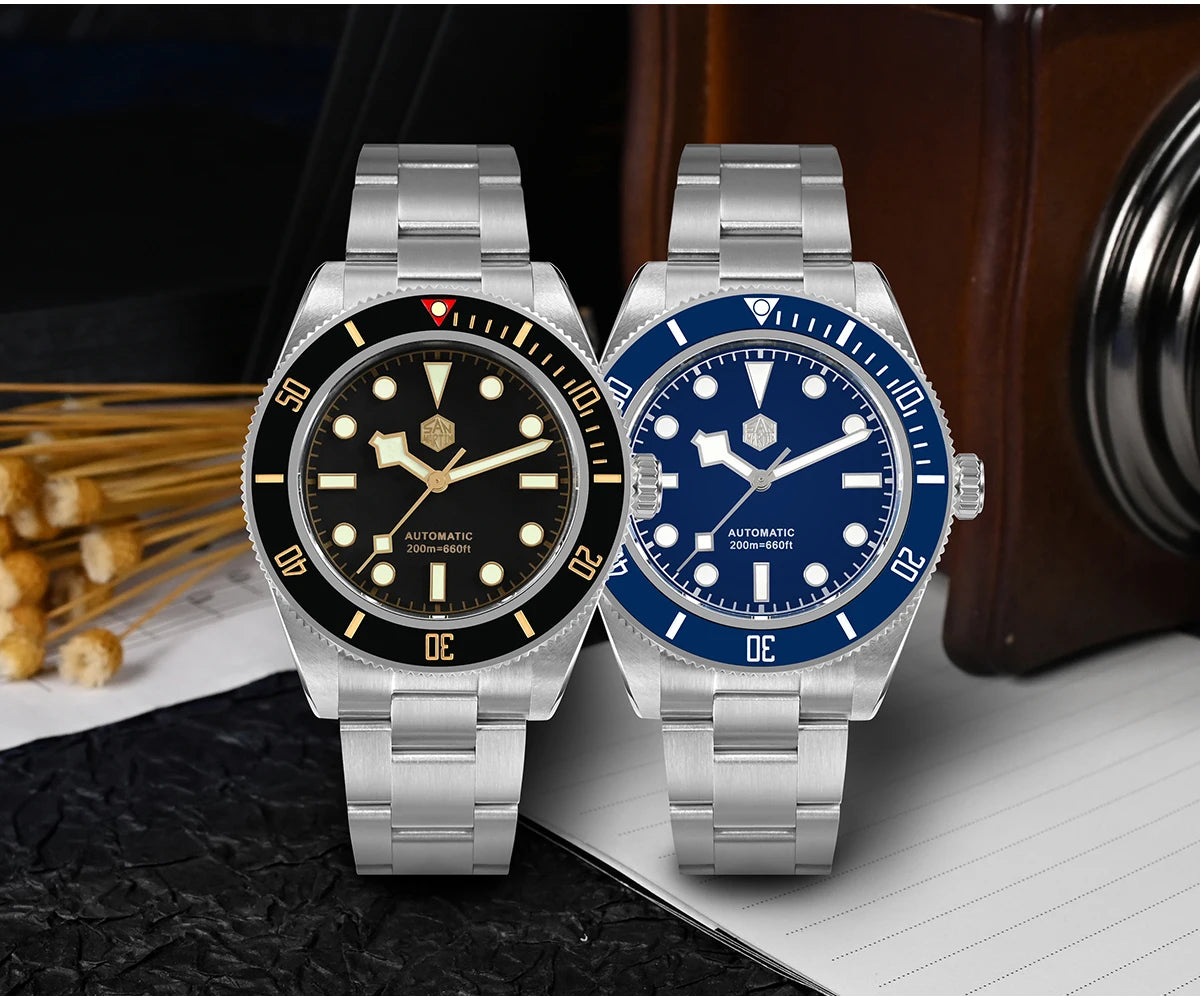 San Martin 40mm NH35 Automatic Men Diving Watch 20ATM Waterproof BB58 Sapphire Wristwatch BGW-9 C3 Luminous Reloj SN0008C/D