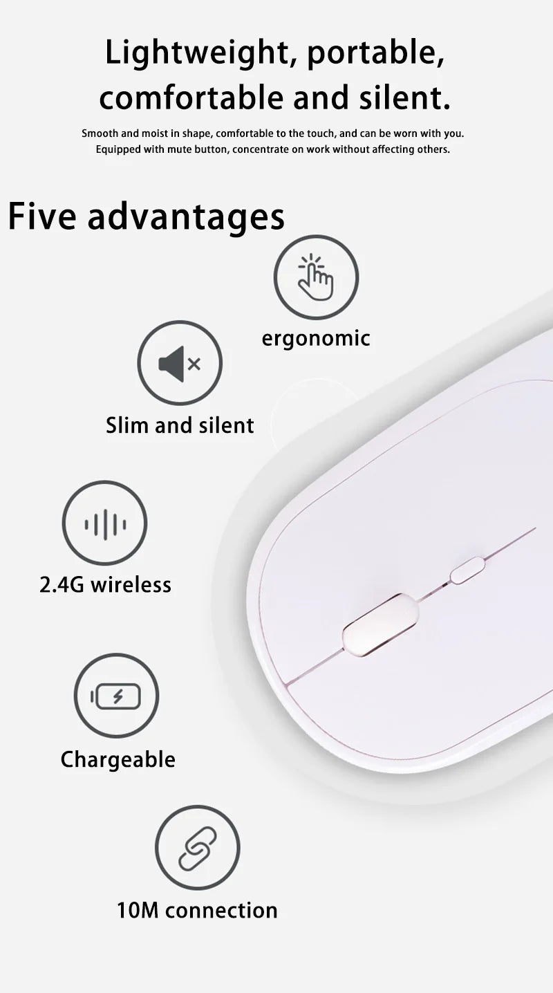 Lenovo langaton hiiri USB-ladattava ergonominen säädettävä DPI toimistoon hiljainen 2.4G Bluetooth optinen sähköinen hiiri pelaamiseen ja toimistoon