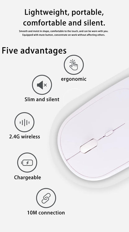 Lenovo langaton hiiri USB-ladattava ergonominen säädettävä DPI toimistoon hiljainen 2.4G Bluetooth optinen sähköinen hiiri pelaamiseen ja toimistoon
