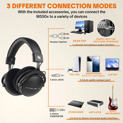 TALOMEN W550x Studio Headphones – Professional Wired Over-Ear DJ Monitor Headphones with 50mm Drivers & Detachable Cable