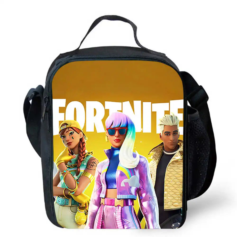 Sacos de Almoço para Crianças, Sacos de Piquenique Escolar Cartoon Fort-nite para Meninas e Meninos, Sacos de Almoço Térmicos para Crianças, Portáteis e Leves