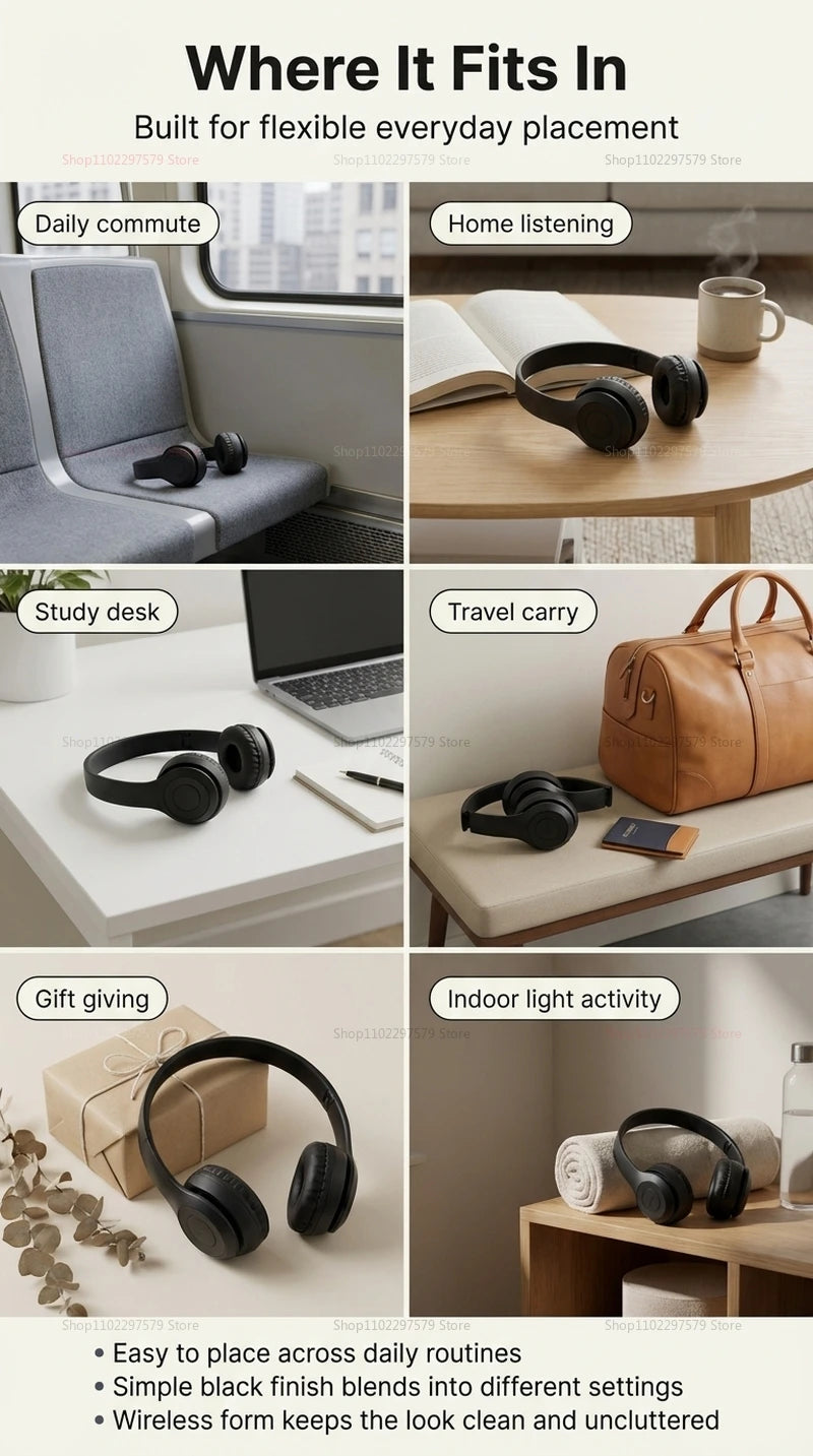 Bluetooth 5.0 Wireless Headphones Foldable Over-Ear Headset with HiFi Stereo Sound, Bluetooth 5.0 Wireless Headphones with Soft Skin-Friendly Earmuffs & Microphone