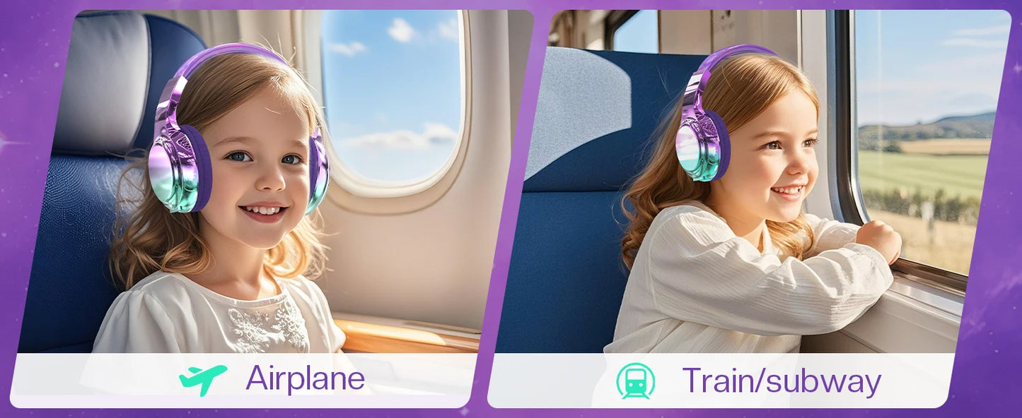 Gradient Kids Bluetooth Headphones Over Ear Girls Wireless Headphones With Mic Foldable Lightweight Headset Forfor School Travel