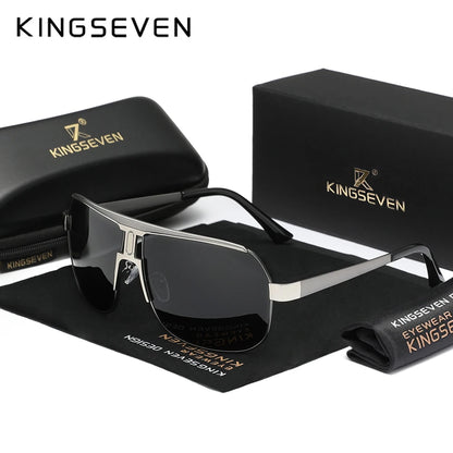 KINGSEVEN Men Women Polarized Alloy Square Oversized Frame Sunglasses Driving Sun Glasses Shades Oculos Masculino Male