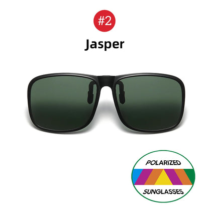 VIVIBEE Polarized Flip Up Clip On Sunglasses for Driving Dark UV400 Photochromic Anti Glare Lens Sun Glasses Car Driver