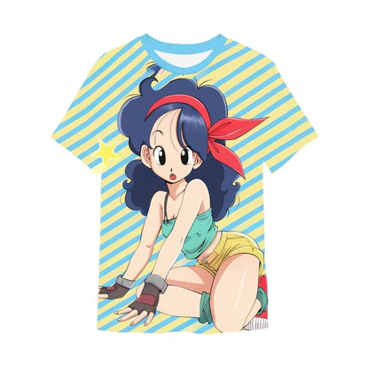 New Football Jerseys Japanese Anime Bandai Dragon Ball Goku Saiyan T-shirt Sporty Street Loose for Men and Children Christmas