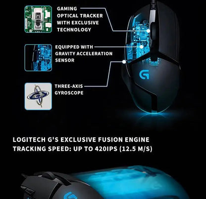 Logitech G402 Wired Gaming Mouse, 4000 DPI Gaming Mouse with 8 Programmable Buttons, 32-Bit ARM Processor, USB Optical Gaming Mouse for PC Gaming & Work