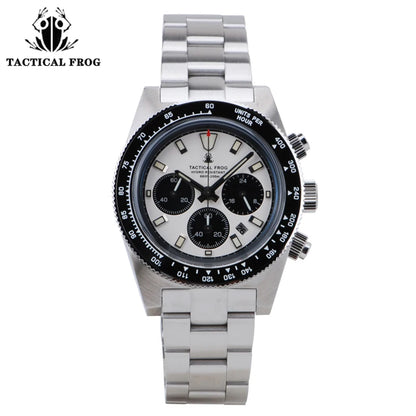 Tactical Frog V2 Solar Chronograph Men Watch Sapphire Crystal Mirror Ceramic Bezel VS75A Eco-Drive Quartz 20Bar Waterproof Watch