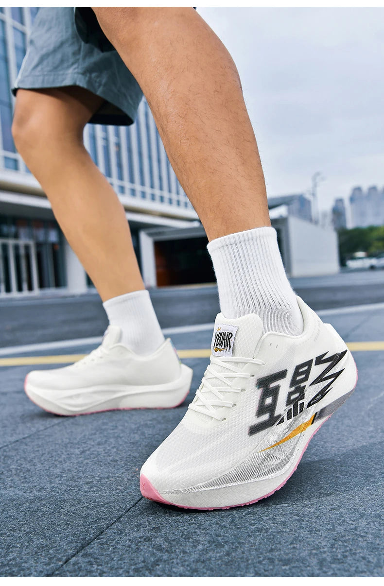 Chaussures de course pour homme, sportives, semelle en carbone, spécialisées, respirantes, légères, pour femme, confortables, athlétiques, antidérapantes, pour marathon