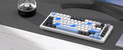 MageGee 75% Mechanical Gaming Keyboard with Knob Control, Compact Blue Backlit Wired Keyboard Black/Brown Switches for PCWindows