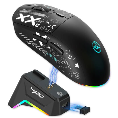RGB Wireless Gaming Mouse with Charging Dock, 3-Mode Bluetooth & 2.4G Rechargeable Silent Gaming Mouse for PC, Laptop & Mac