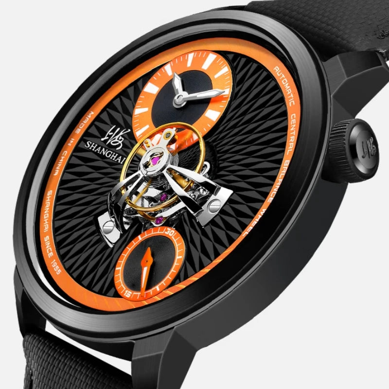 Shanghai Watch Sky Dome Men's Automatic Watches 42mm Center Flywheel Mechanical Wristwatch 5Bar Waterproof Watches Reloje S2101