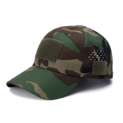 Cappellino da baseball casual sportivo traspirante con motivo mimetico da uomo, cappello da sole per appassionati di stile militare, cappello tattico, cappello da addestramento militare, cappello a secchiello