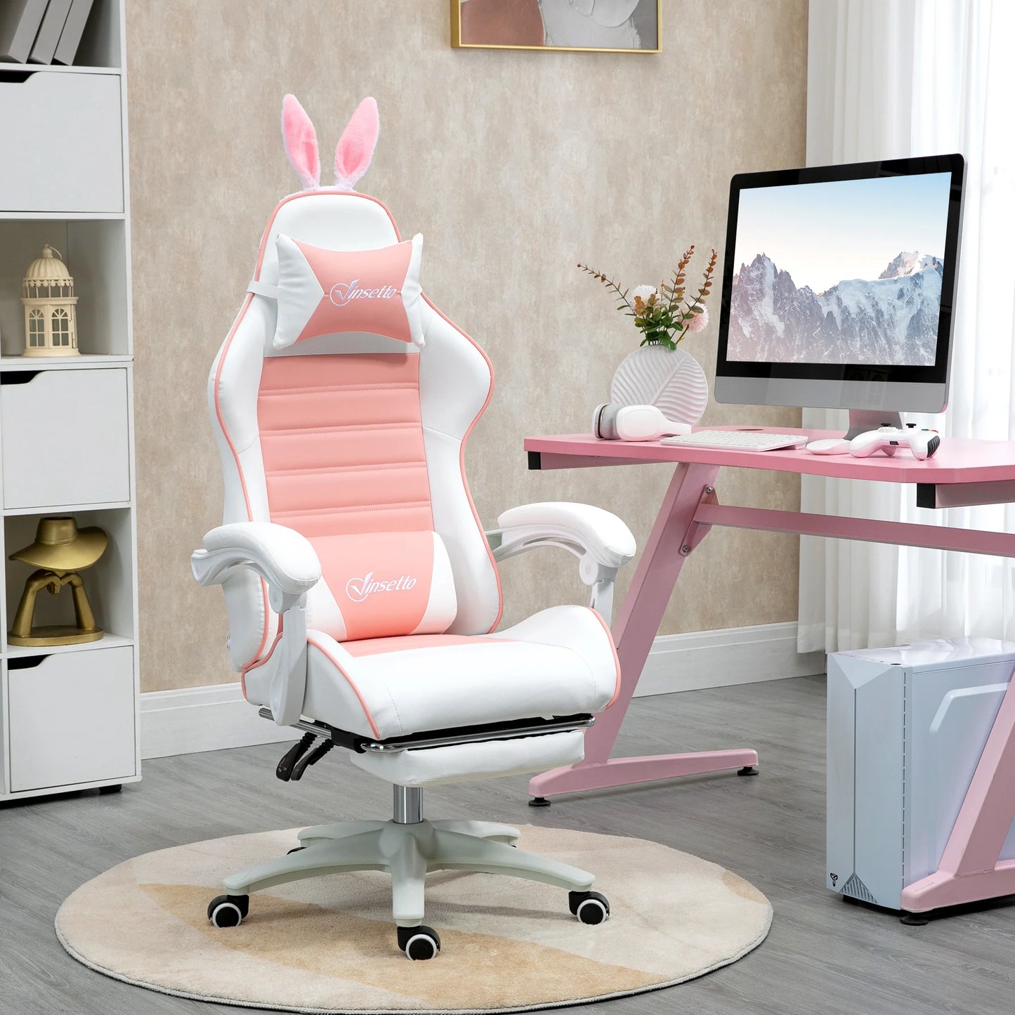 Vinsetto Gaming Chair Ergonomic Gamer Armchair with Lumbar Support, Adjustable Height, Reclining Backrest, Footrest & Comfortable Desk Chair