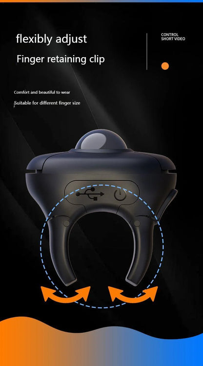 Trackball Finger Ring Mouse 2.4G + Bluetooth Wireless Remote Control Mouse for PPT, Presentations, Smart TV, Car Display & PC