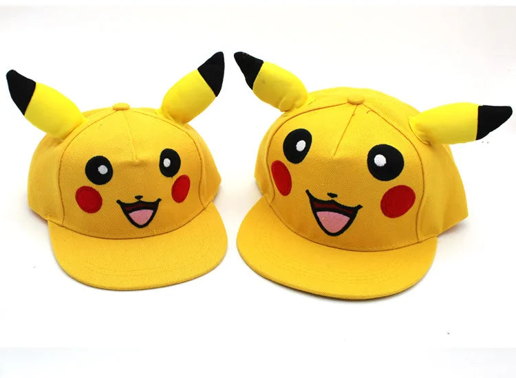 Cartoon Pikachu Cosplay Baseball Hat with Ears Cute Pokemon Baseball Cap for Adults Kids Costume Party Gift