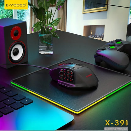 E-YOOSO X-39PRO Wired Gaming Mouse, Ergonomic Optical Gaming Mouse with SG8960 Sensor, Programmable Side Keys, Precision Esports Mouse for PC & Laptop