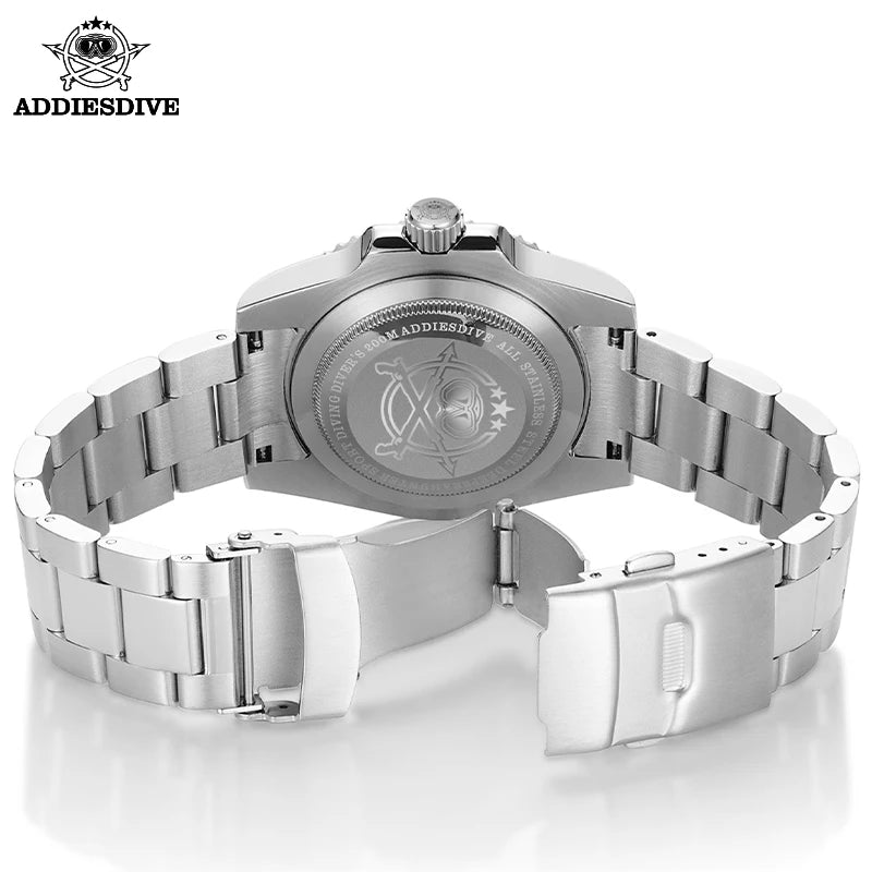 ADDIESDIVE klassische Herrenuhr mit Keramiklünette, 200m wasserdicht, lässige Quarzuhr mit BGW9 blauer Leuchtmasse, Geschenkuhr MY-H3-2
