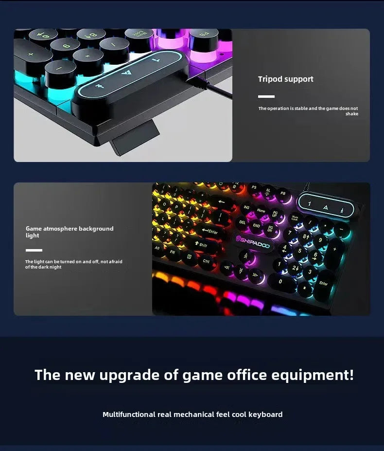 Mechanical Gaming Keyboard USB Wired 104-Key Gaming Keyboard for PC, Laptop & Desktop, Steampunk English Keyboard for Gaming, Office & Typing