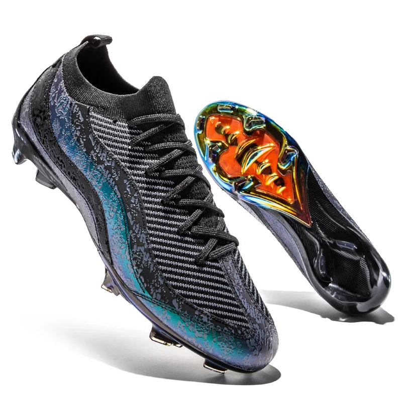 Chaussures de Football de sport pour hommes Fg/Ag, ongles longs, prairie artificielle pour adultes, chaussures spécifiques à l'entraînement durables, chaussures hautes antidérapantes