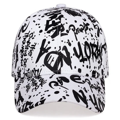 Unisex Letter Graffiti Print Baseball Caps Spring Autumn Outdoor Adjustable Casual Hats Sunscreen Hat