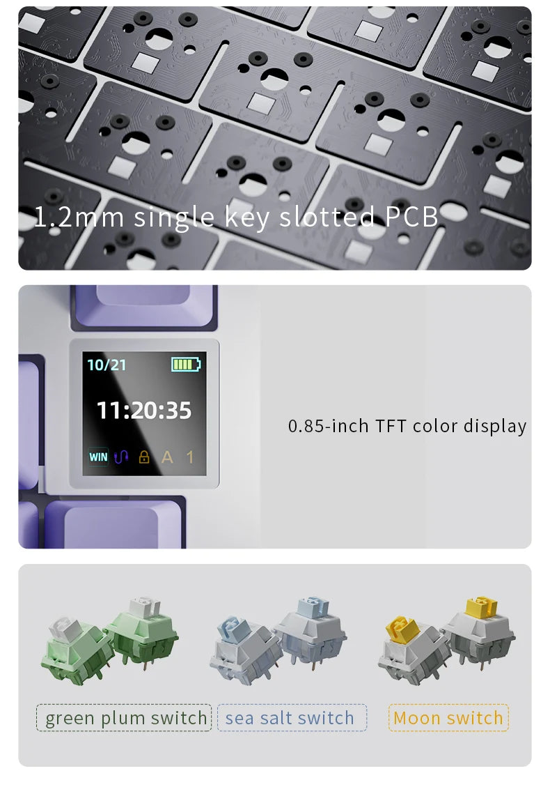 AJAZZ AK820 Pro Wireless Mechanical Gaming Keyboard Tri-Mode RGB Hot-Swappable 82-Key Compact Keyboard for PC, Mac & Laptop
